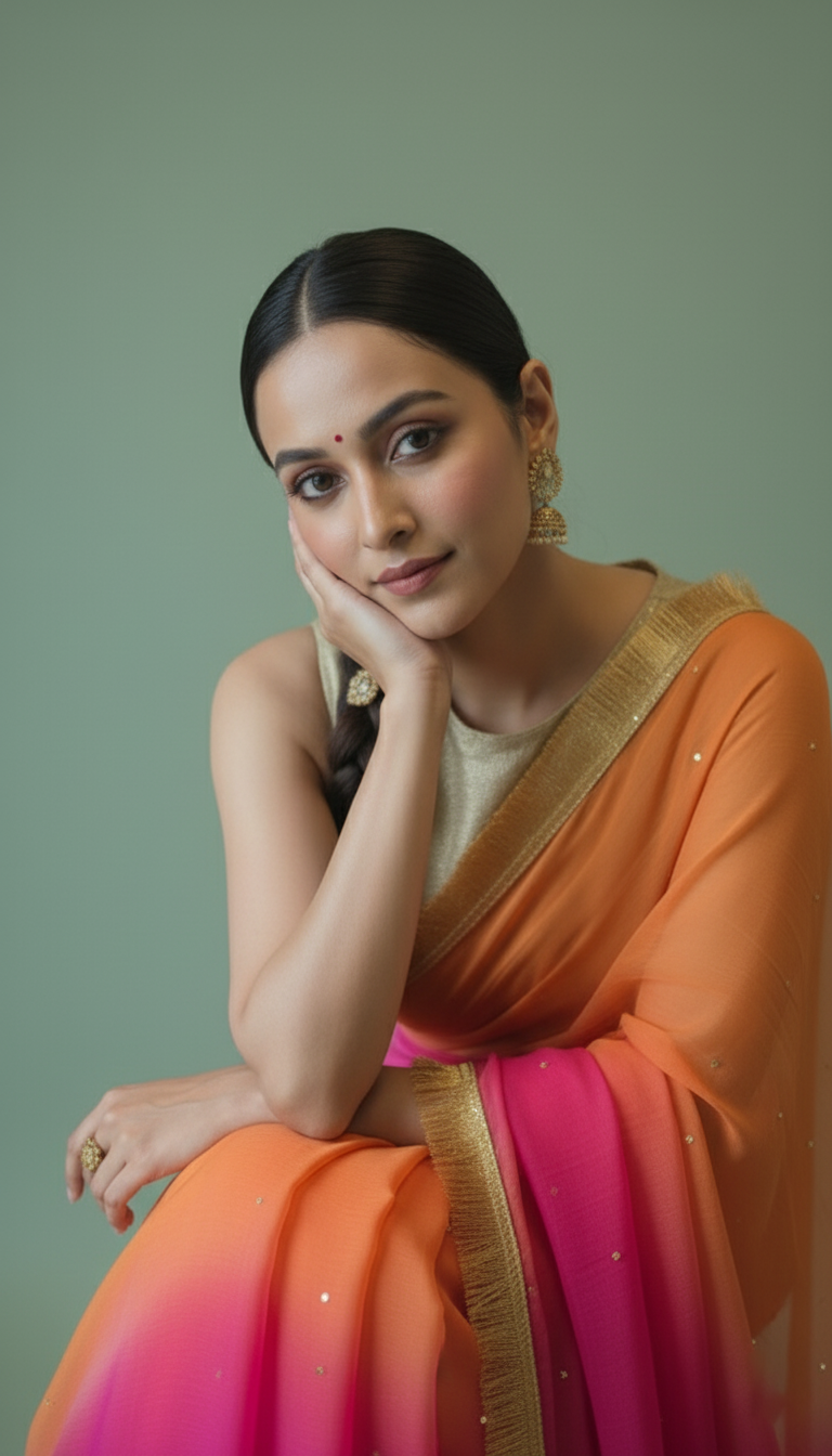B H A K T I || Pure chiffon saree with Mukaish work and Kiran Lace