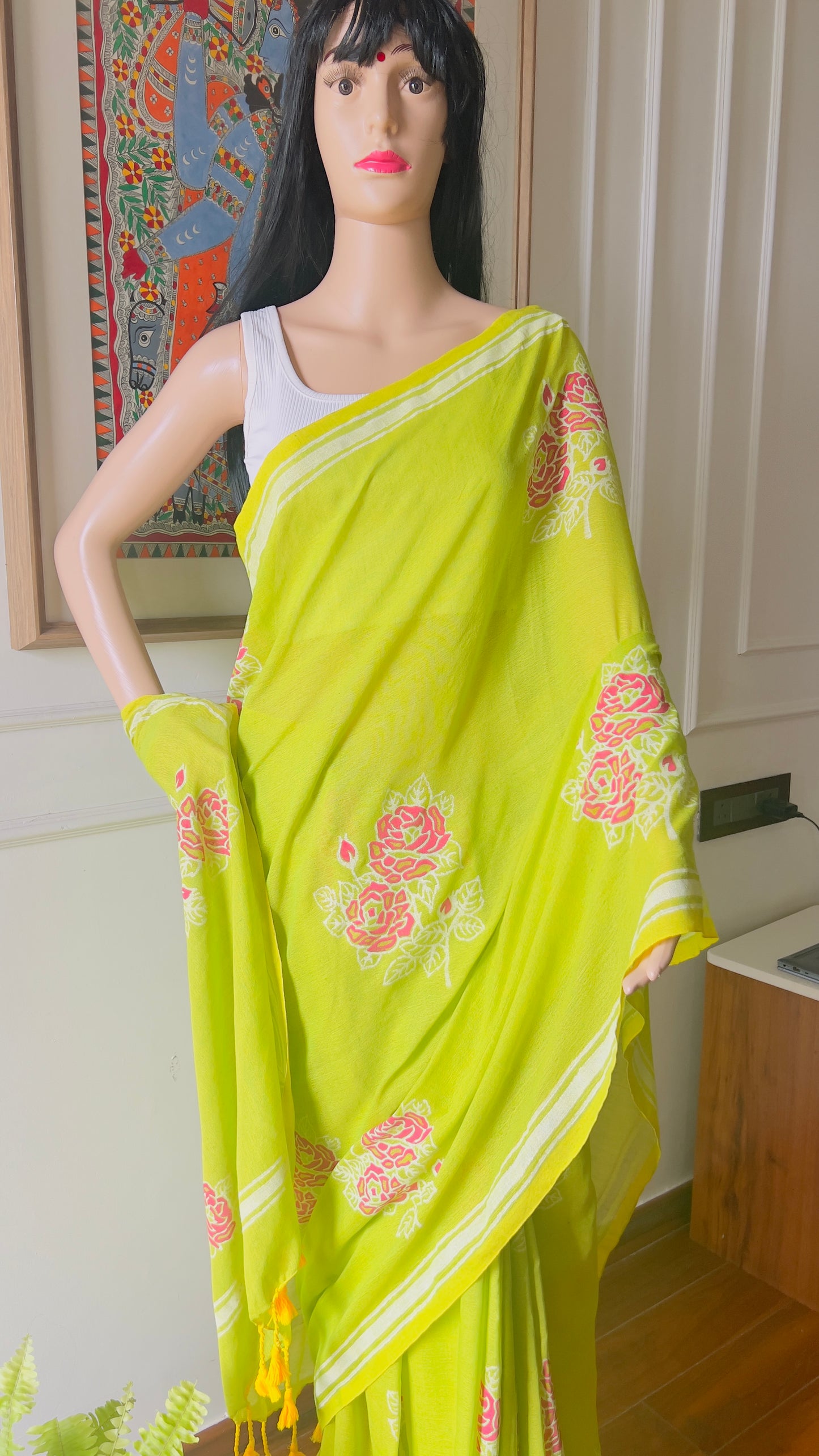P A V A N I || Khadi Hand Block Paint Cotton Saree