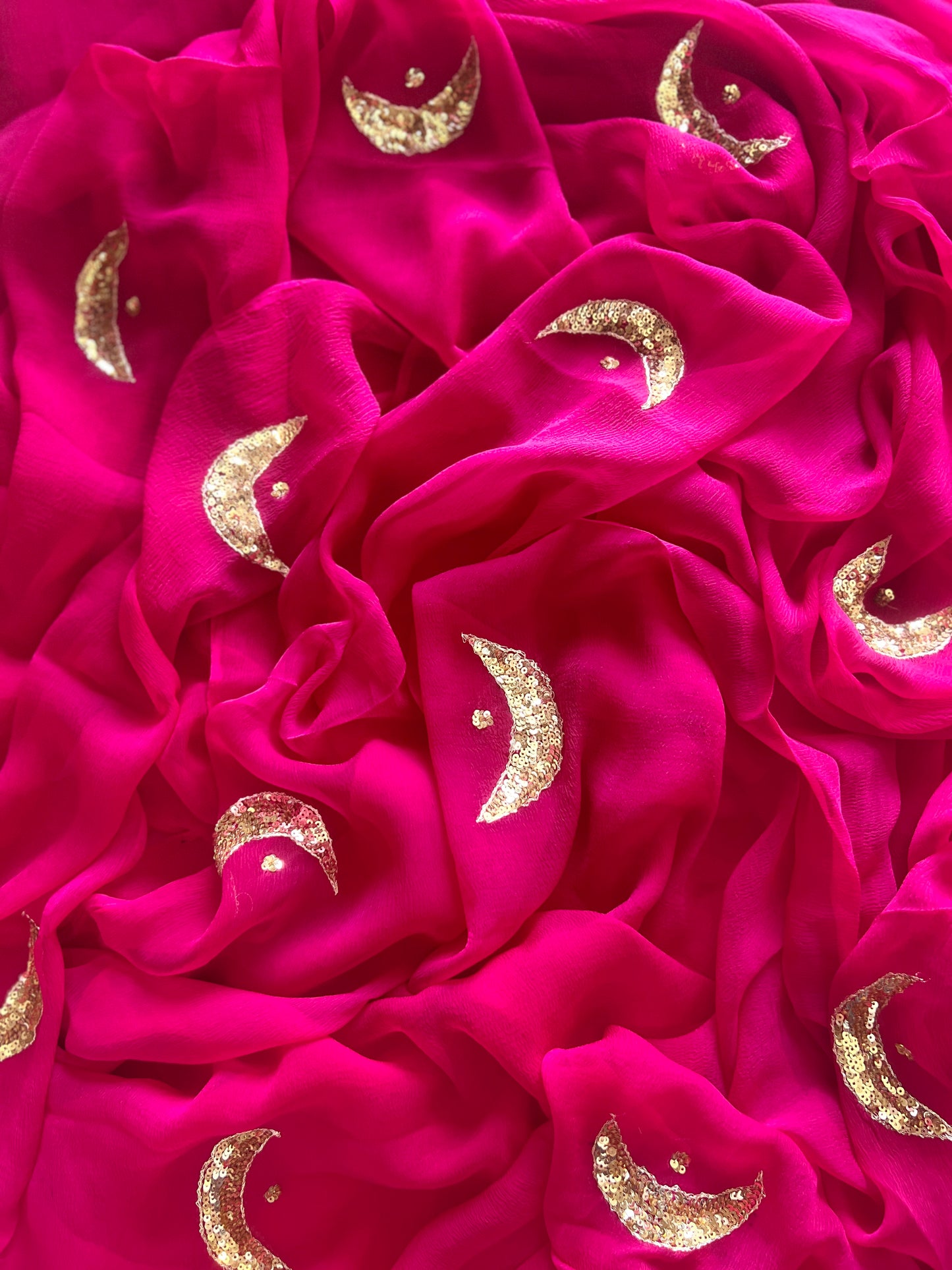 Pure Diamond Chiffon Saree + Sleevless Sequence and Gota Work Blouse || Poonam