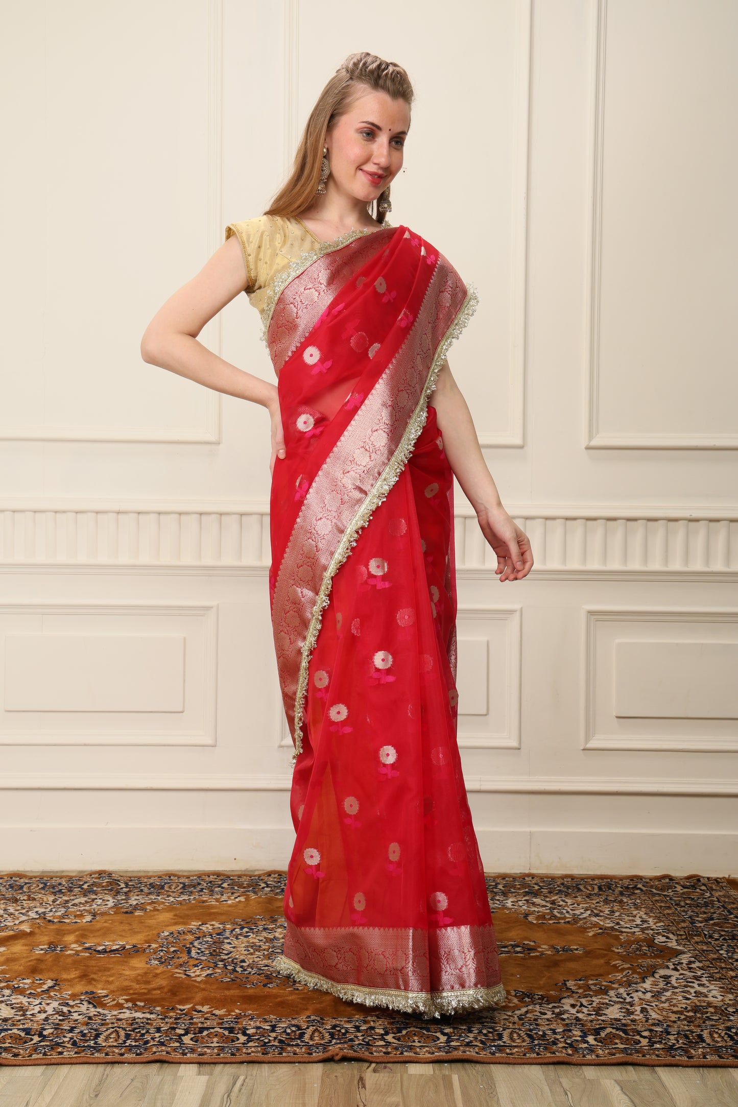 D E V A K I ||Banarsee Tissue Saree with Kiran Lace