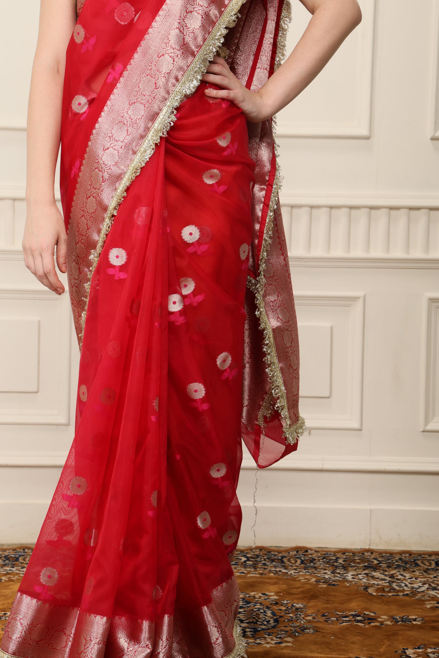 D E V A K I ||Banarsee Tissue Saree with Kiran Lace