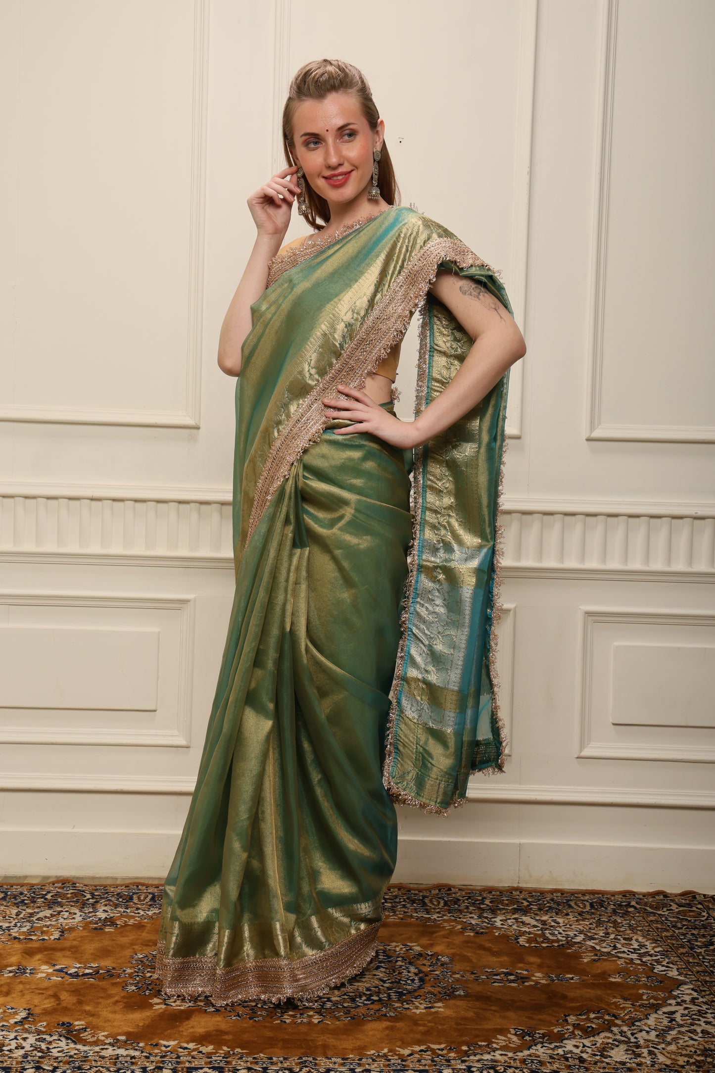 S A T I || Banarasee Tissue Saree with Kiran Lace