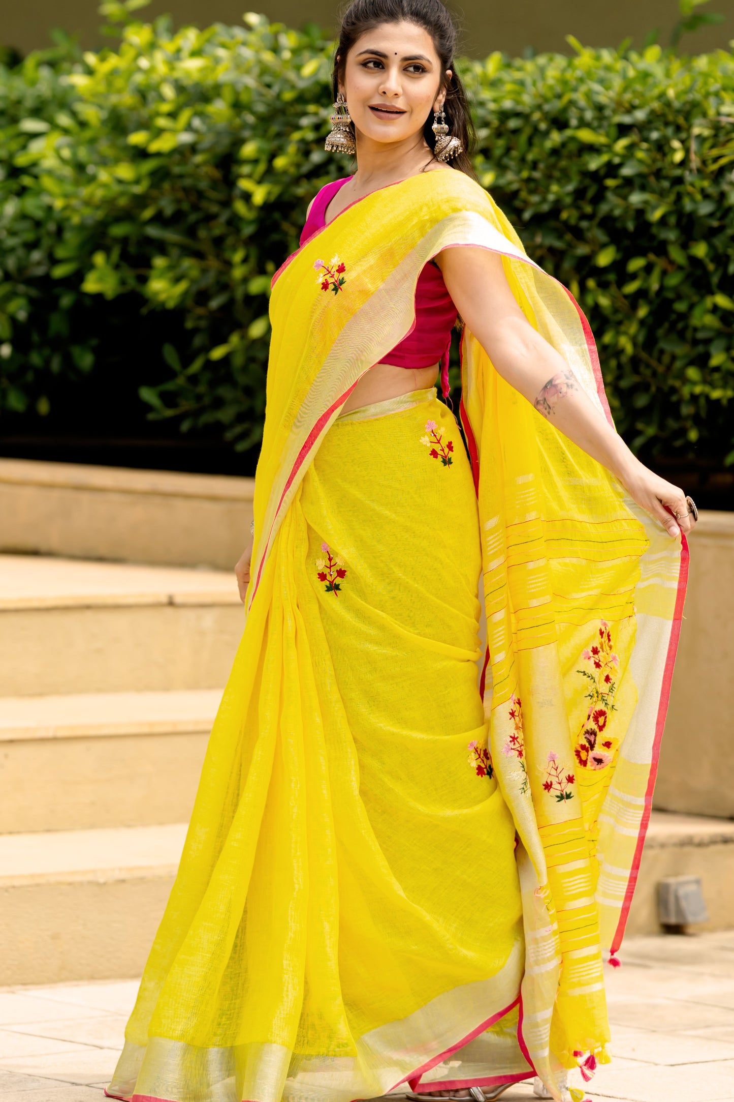 G A N G A - J A M U N A || Pure Linen Saree