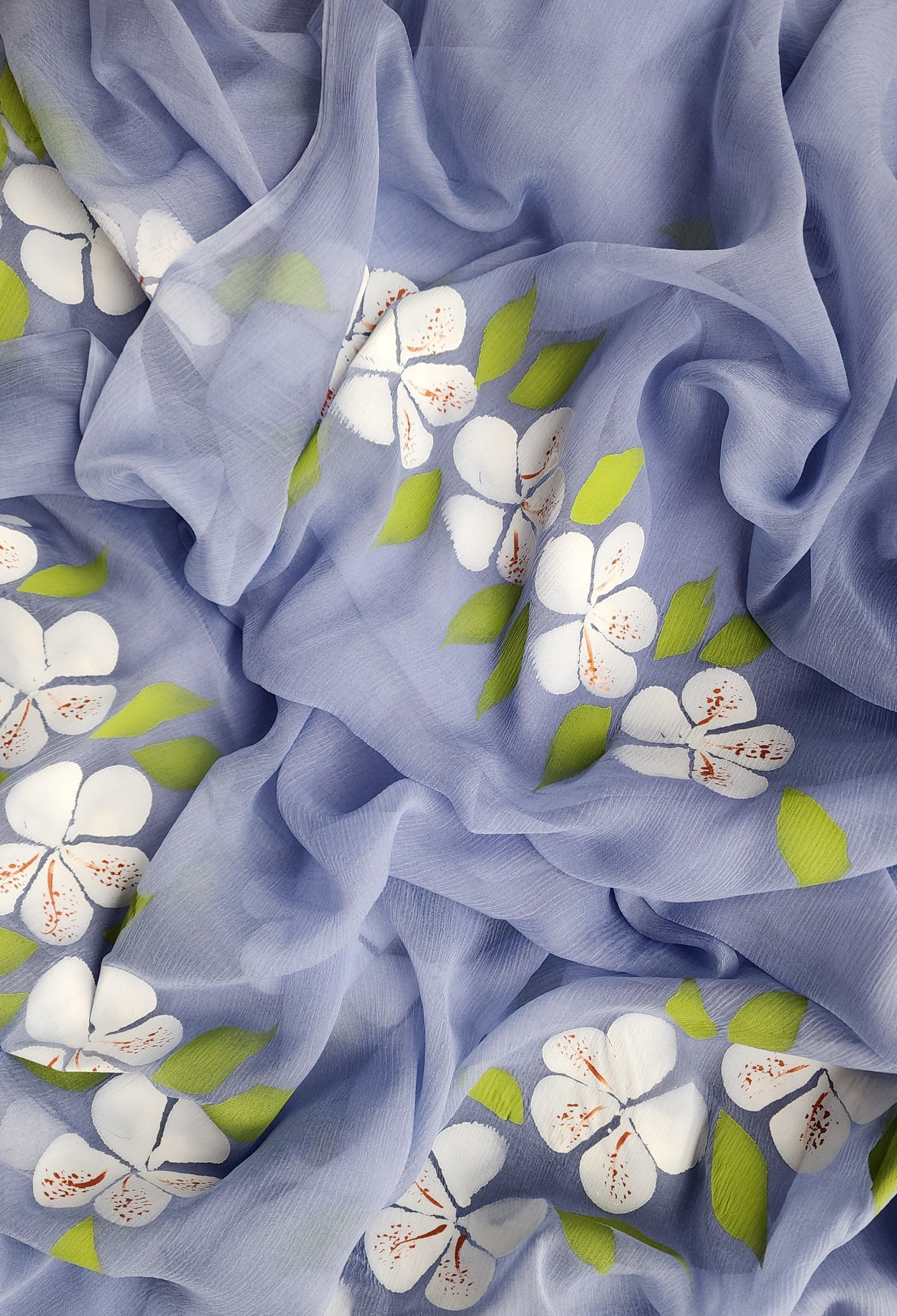 S A F E D A || Pure Chiffon Hand Painted Saree