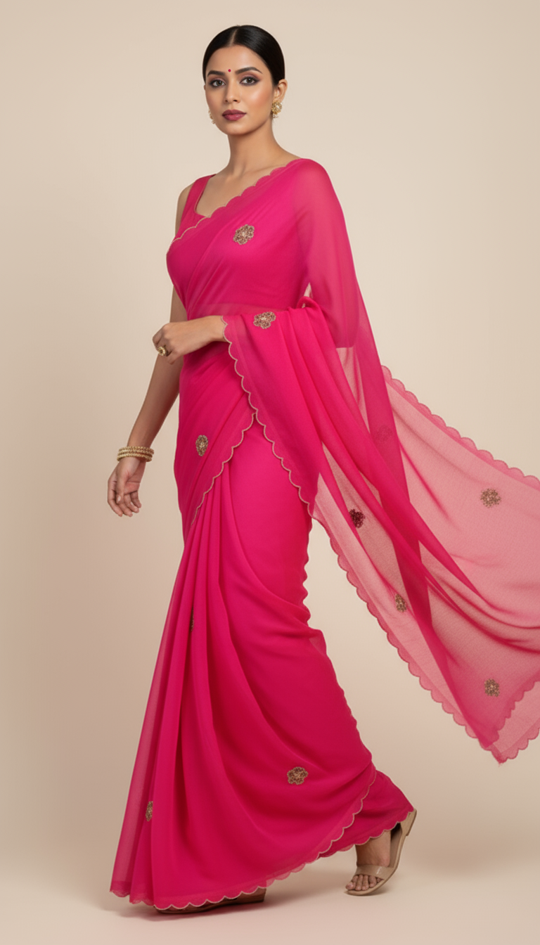 G A N D H A R V A || Organza Sequence work Saree