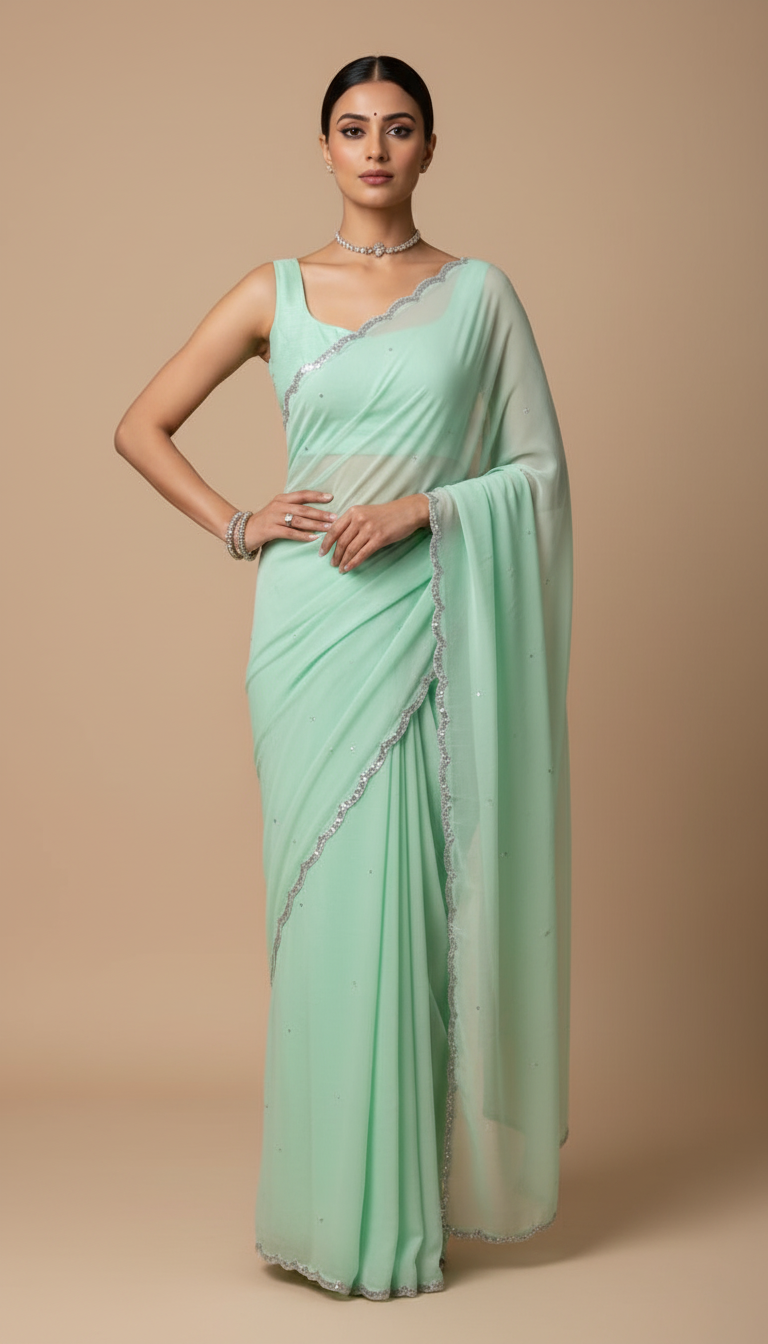 P A R M E S H W A R I || Organza Sequence Saree