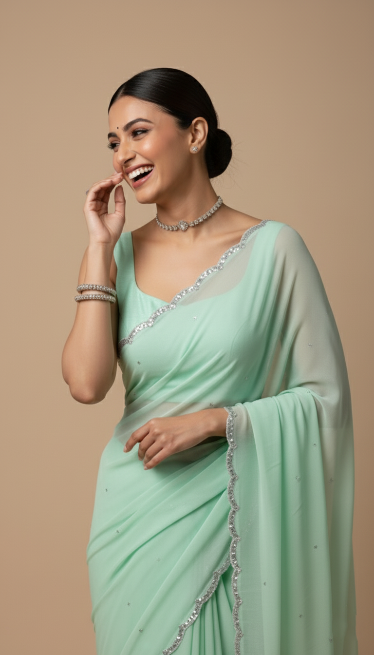 P A R M E S H W A R I || Organza Sequence Saree