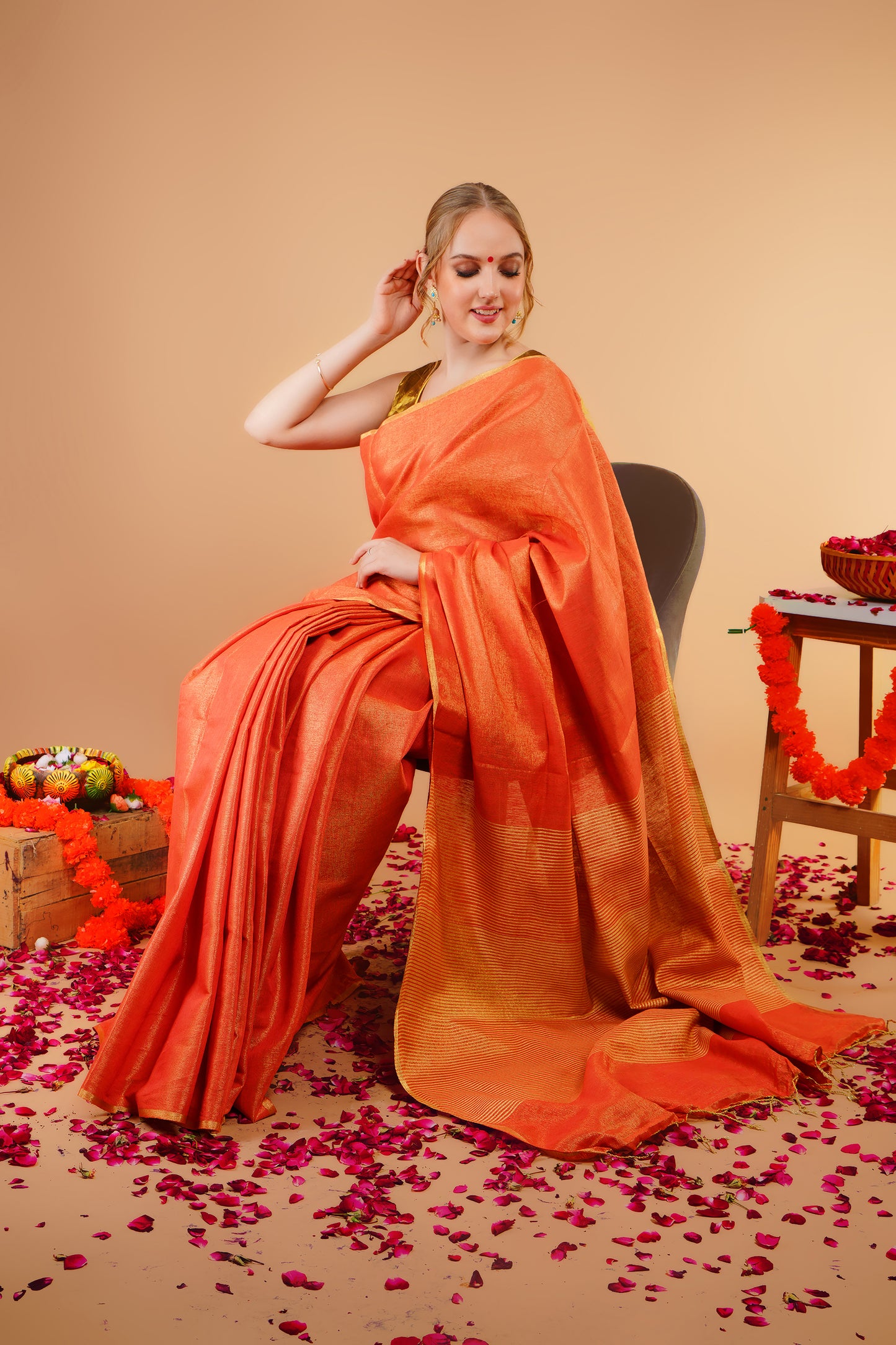 S O N A L I || Tissue Linen Saree