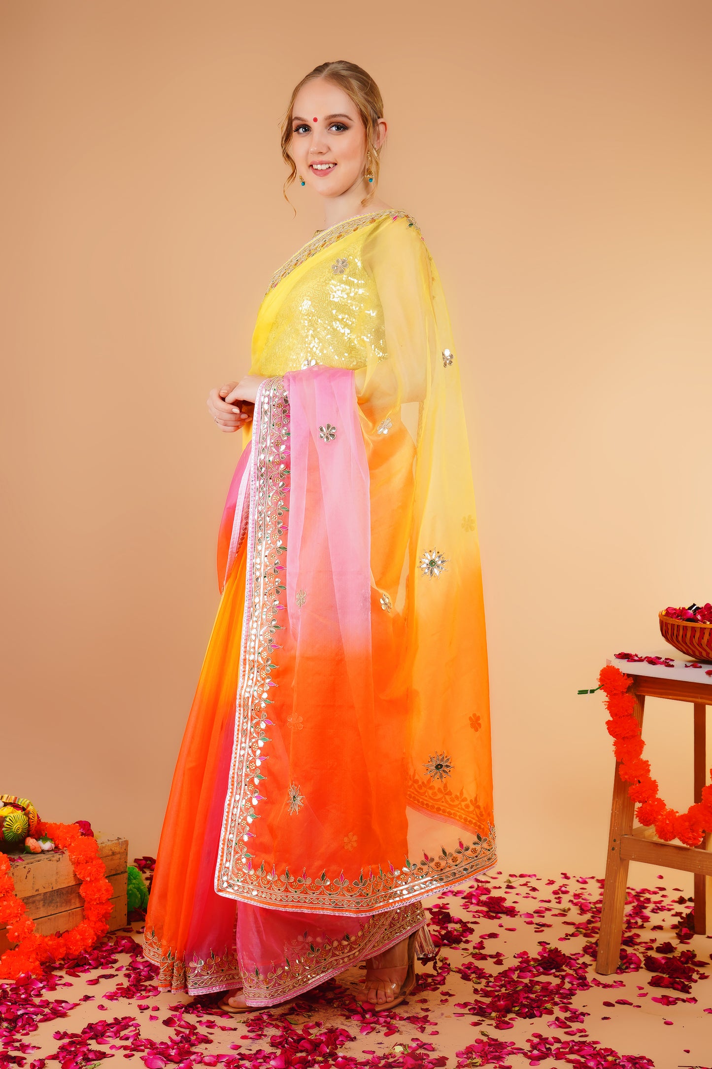 B H A N D A ||Organza Gota Patti Work Saree