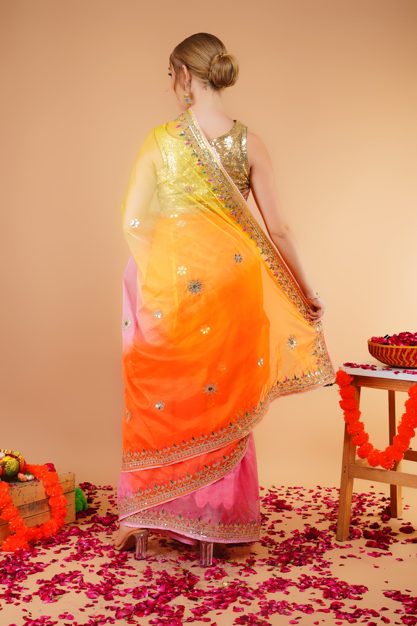 B H A N D A ||Organza Gota Patti Work Saree