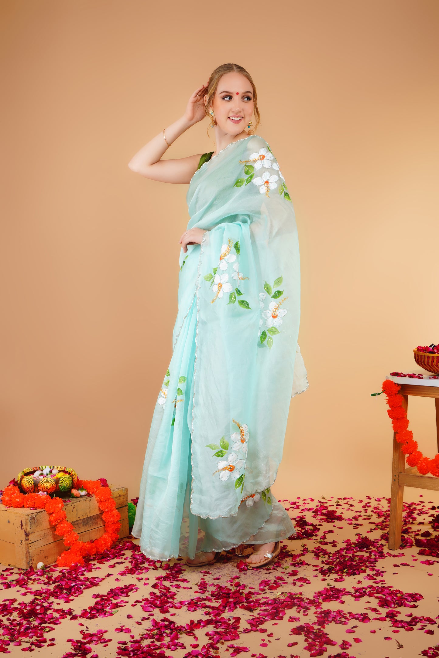 C H A V A || Organza Hand-Painted Hand-Work Silk