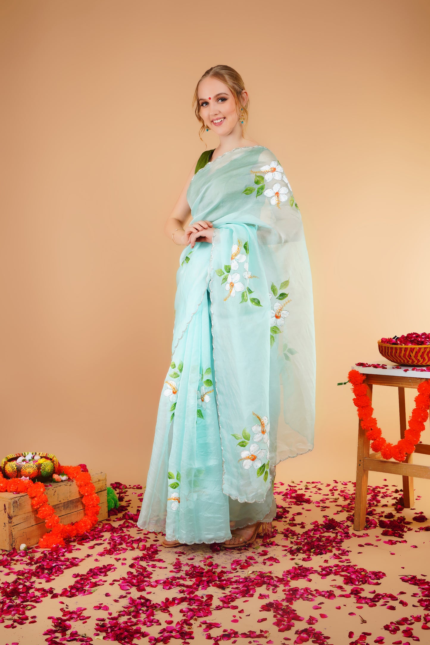 C H A V A || Organza Hand-Painted Hand-Work Silk