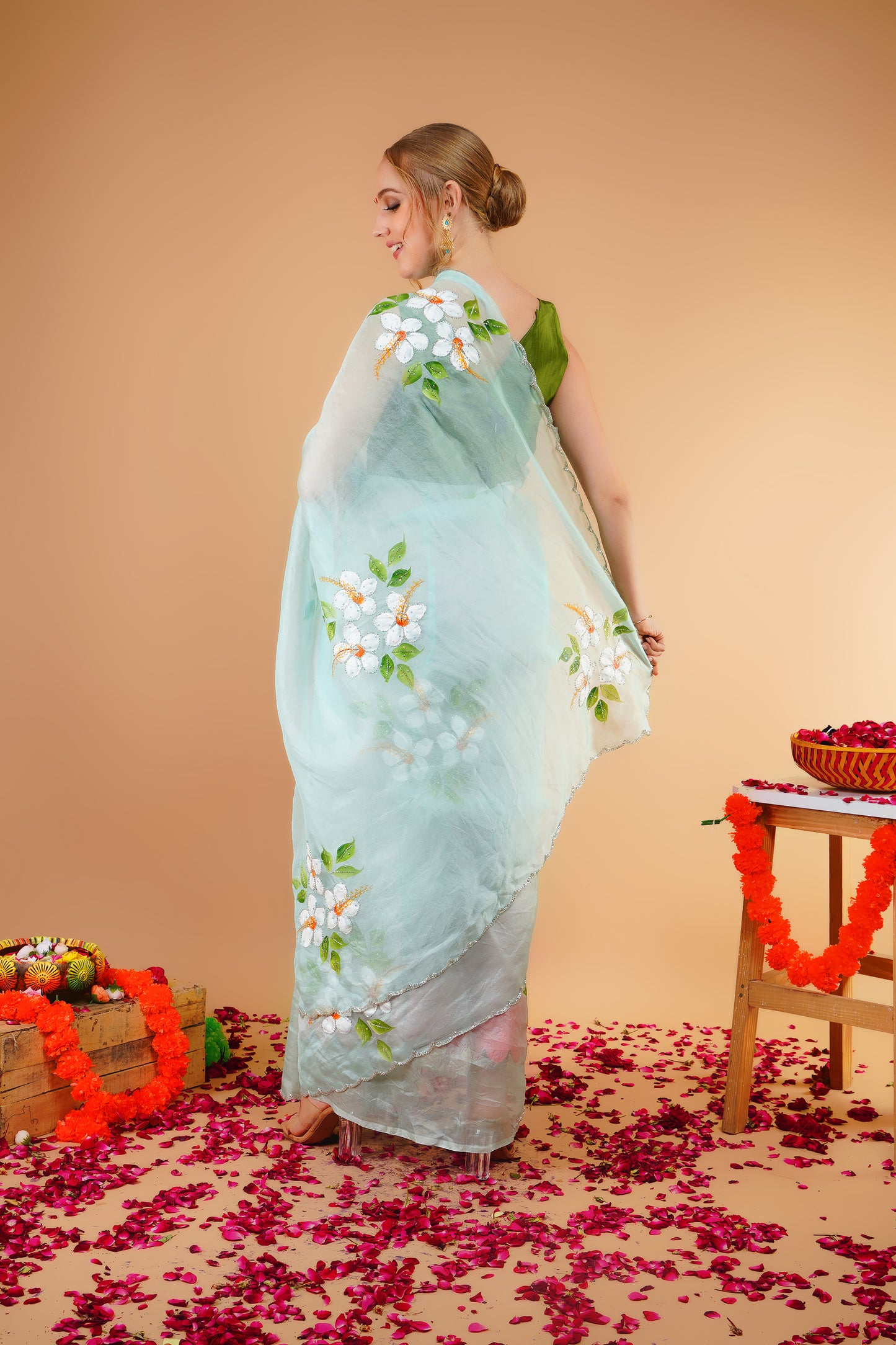 C H A V A || Organza Hand-Painted Hand-Work Silk