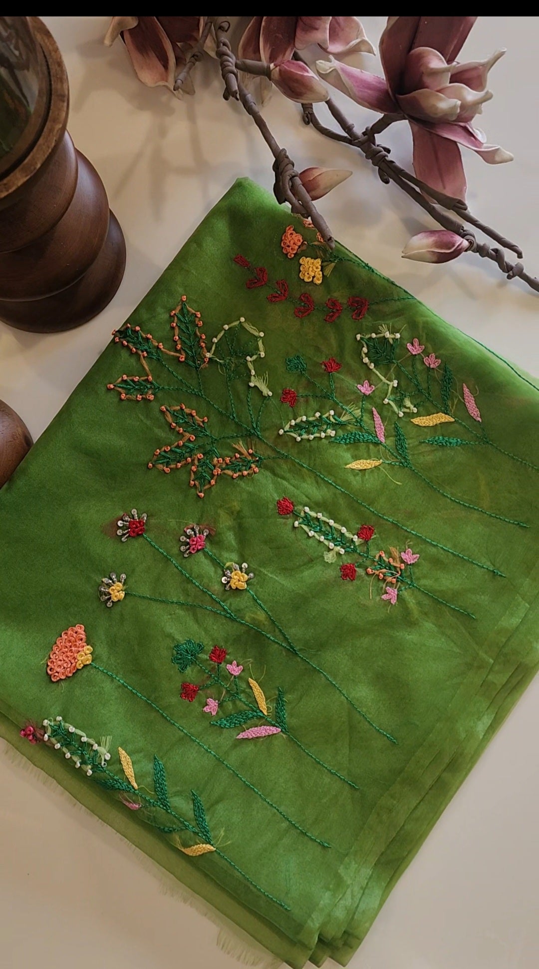 C H A H A T || Hand Embroidery Organza Saree
