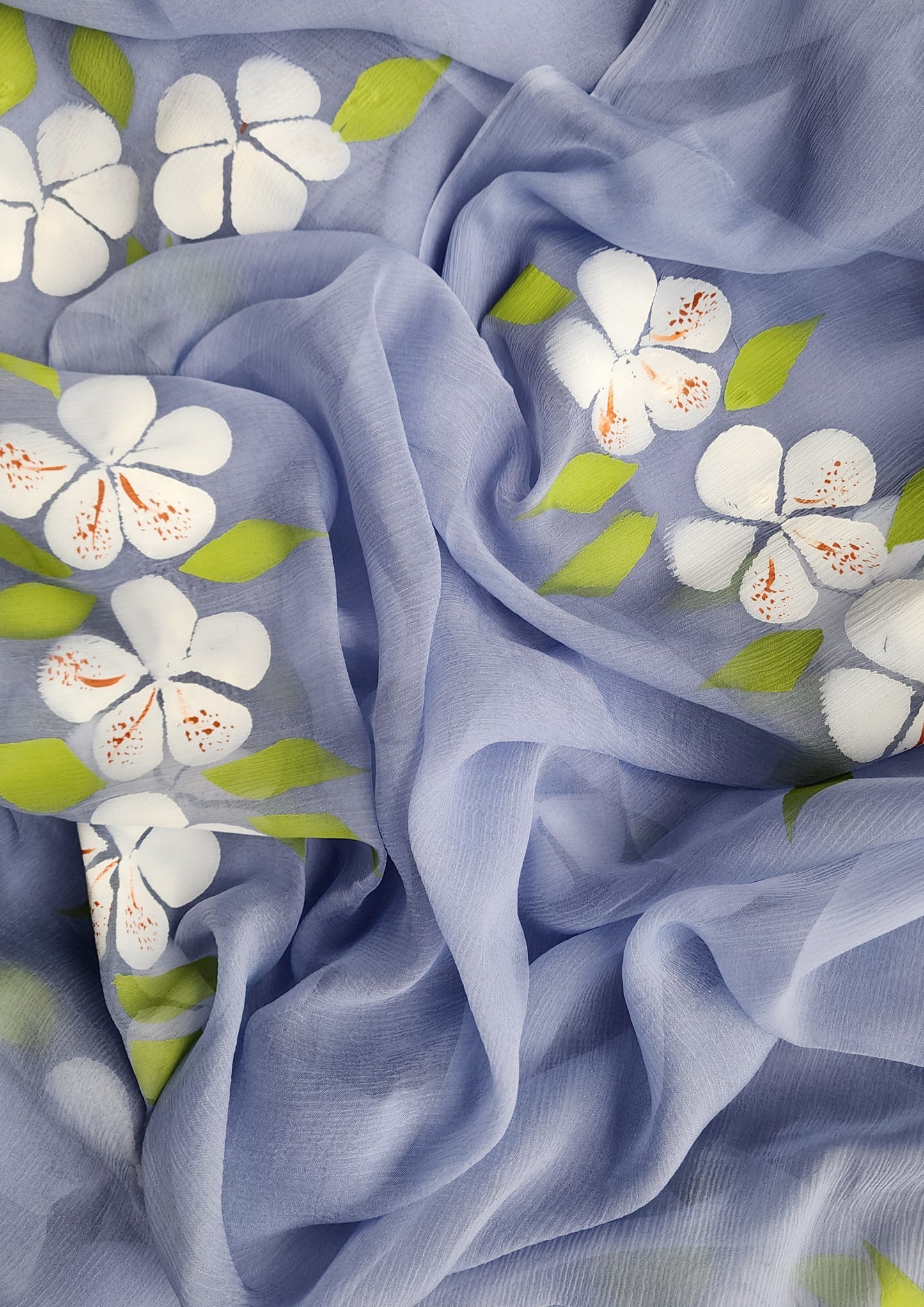 S A F E D A || Pure Chiffon Hand Painted Saree