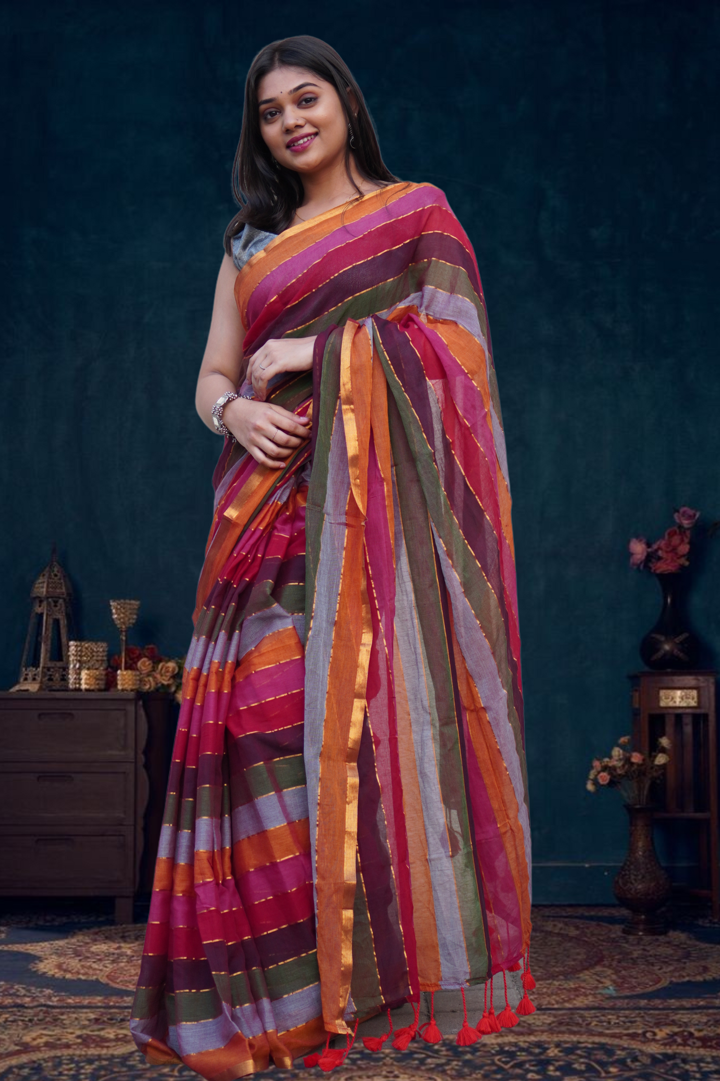 B L U S H I NG - R O S E S || Mull Cotton Saree