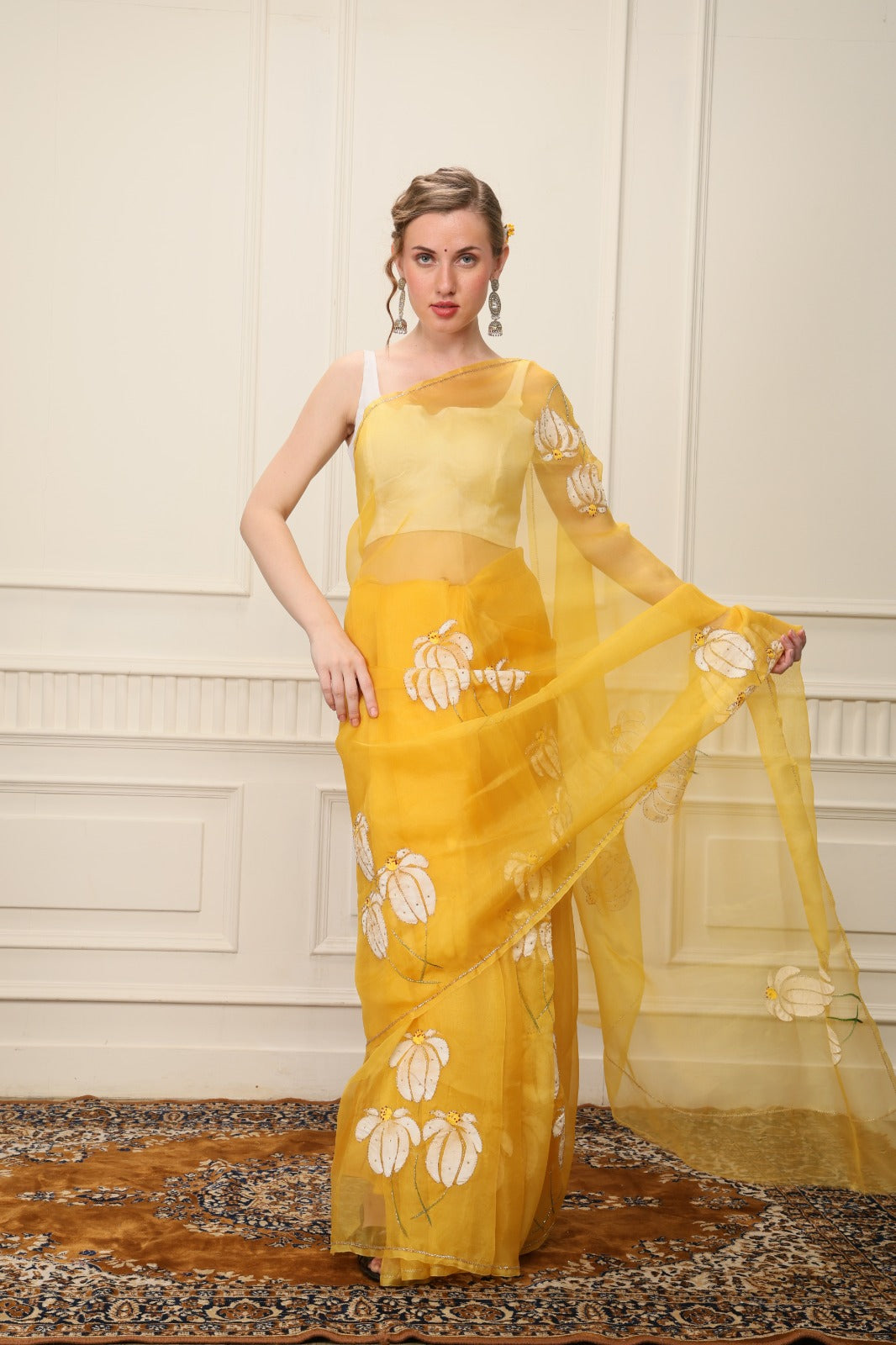 L A K S H M I || Organza Hand-Painted Saree