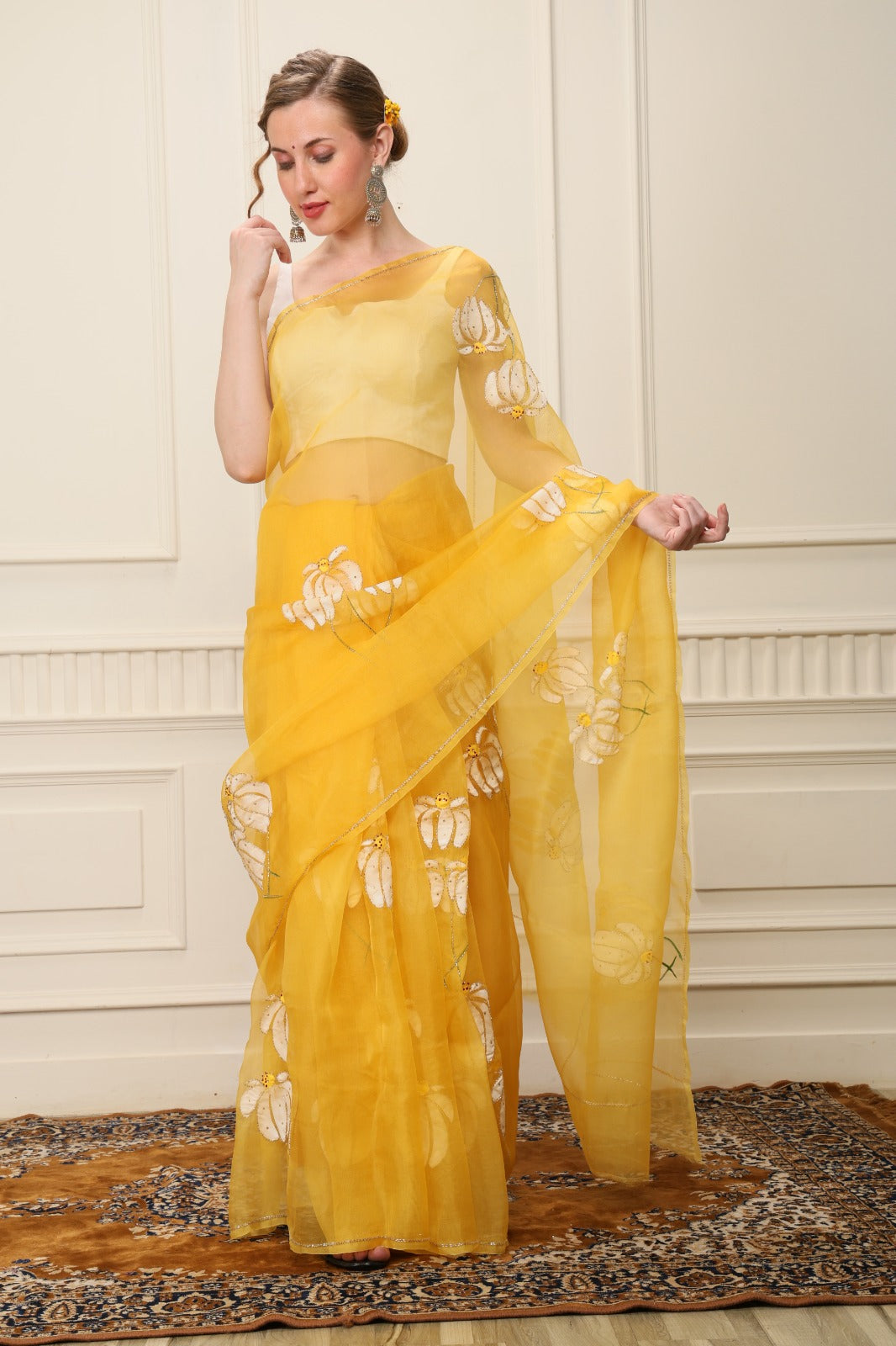L A K S H M I || Organza Hand-Painted Saree