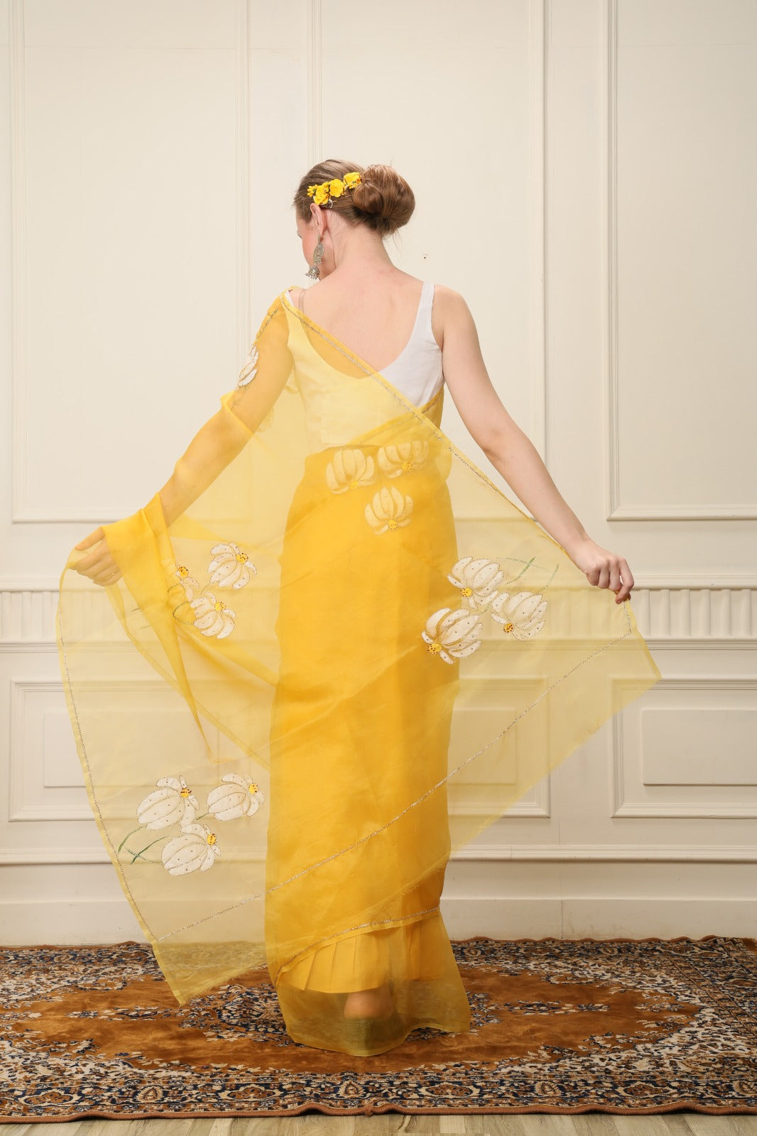 L A K S H M I || Organza Hand-Painted Saree