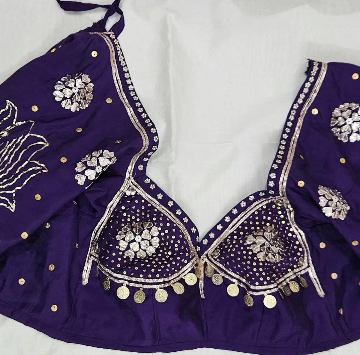 Gota Patti Lahariya Mothra Saree with Purple work Aangi || Kamal Combo