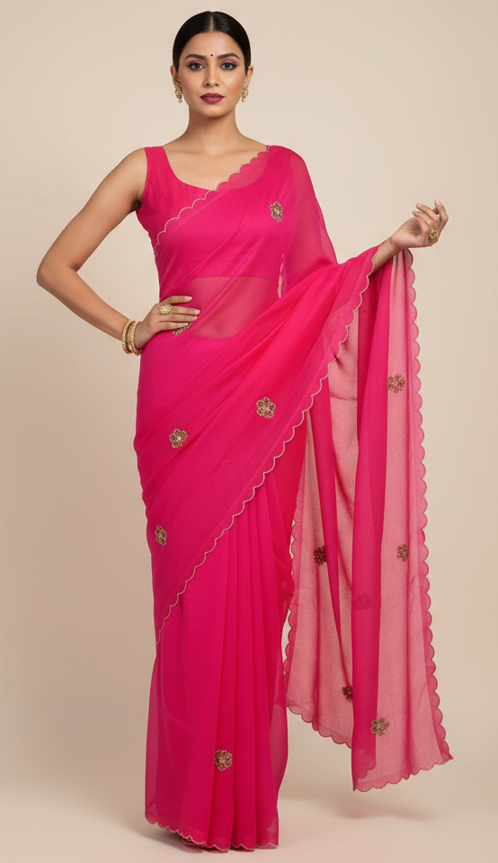 G A N D H A R V A || Organza Sequence work Saree
