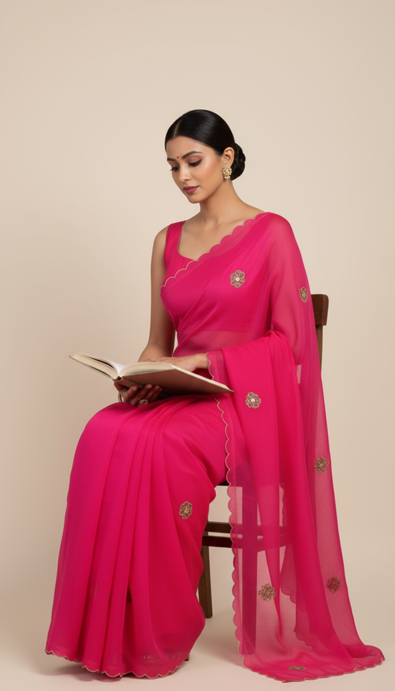 G A N D H A R V A || Organza Sequence work Saree