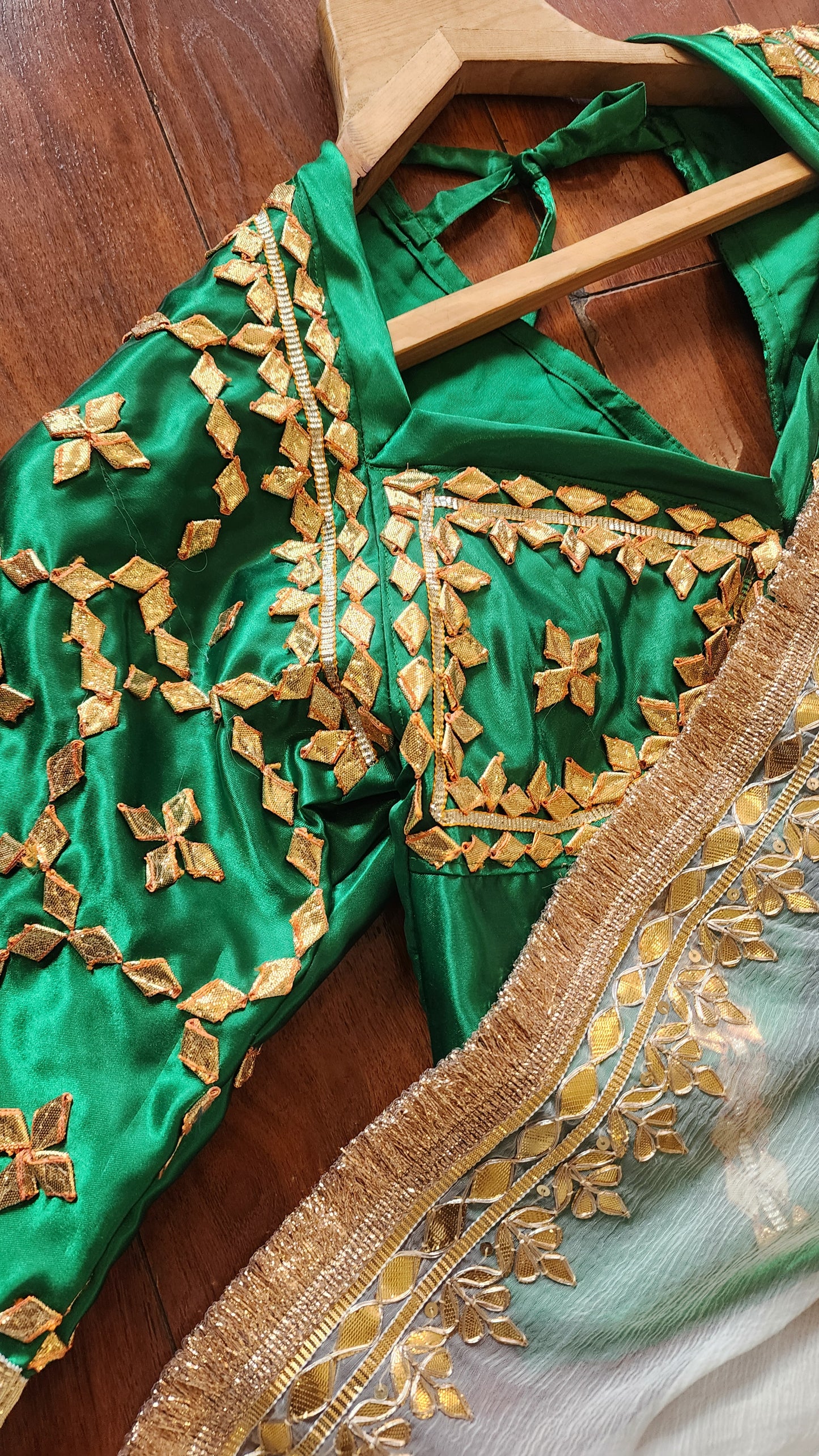 Pure Diamond Chiffon Saree with Gota Patti & Angi Blouse Combo || M O H I N I