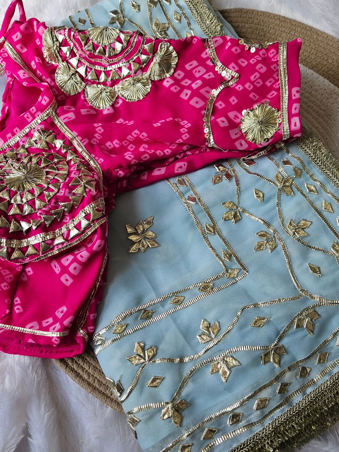 Pink Aangi Blouse with Intricate Sequence and Gota Patti Work || Julie