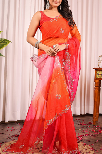 C H A N D I K A || Organza Saree with Gota Patti Work