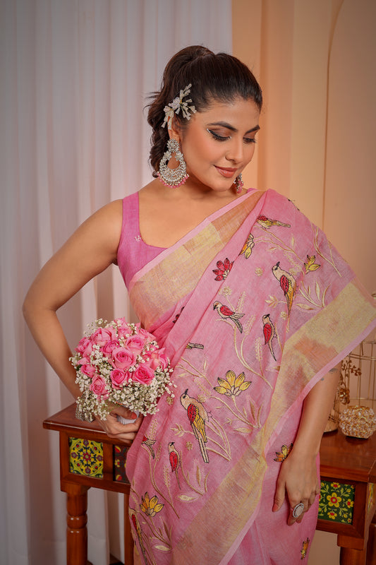 R E E V A || Pure Linen Saree