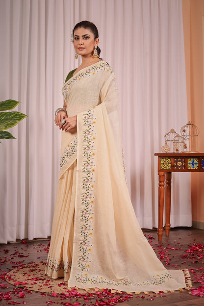 N A N D A || Pure Linen Saree