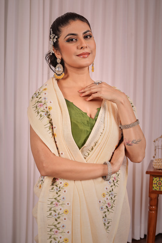 N A N D A || Pure Linen Saree