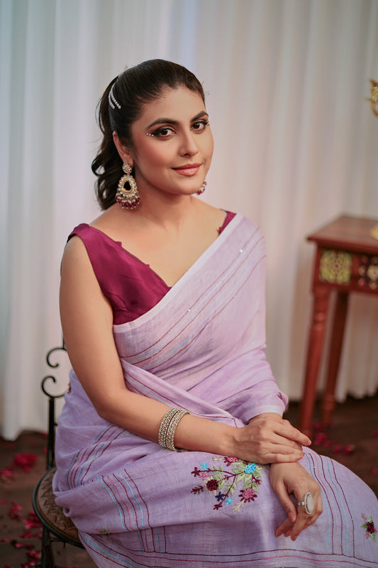 R A A V E E || Pure Linen Saree