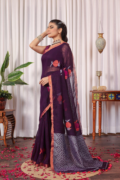 N E T R A V A T I || Pure Linen Saree
