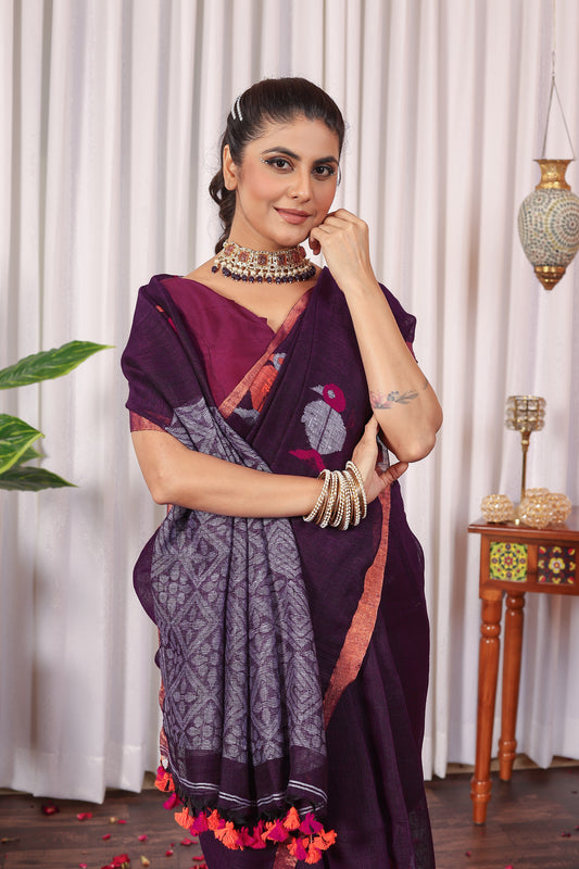 N E T R A V A T I || Pure Linen Saree