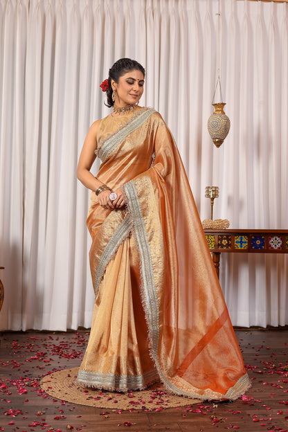 Y A S H O D H A || Banarasee Tissue Saree with Kiran Lace