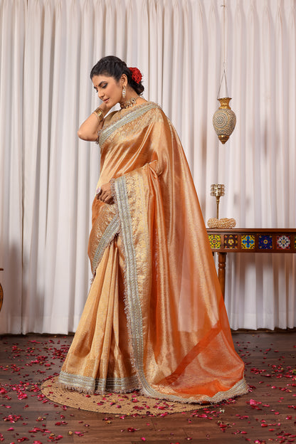 Y A S H O D H A || Banarasee Tissue Saree with Kiran Lace