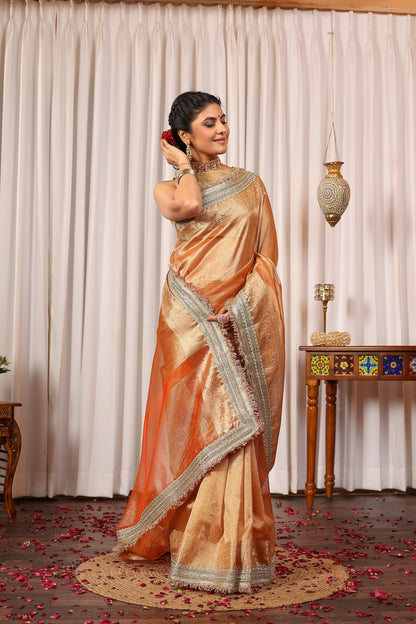 Y A S H O D H A || Banarasee Tissue Saree with Kiran Lace