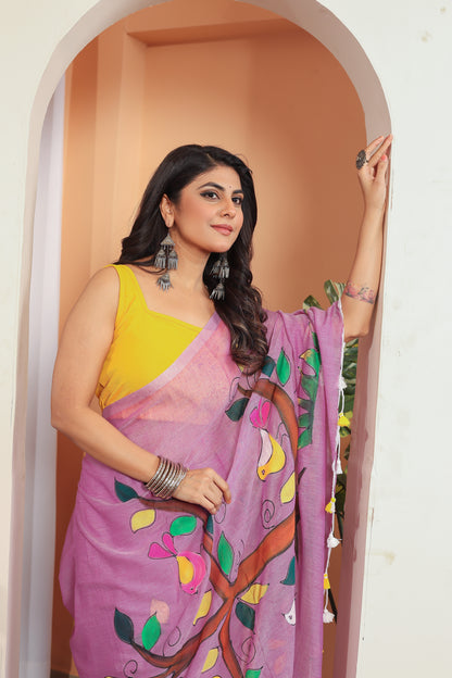 T A R A K || Mull Cotton Saree with Hand Paint