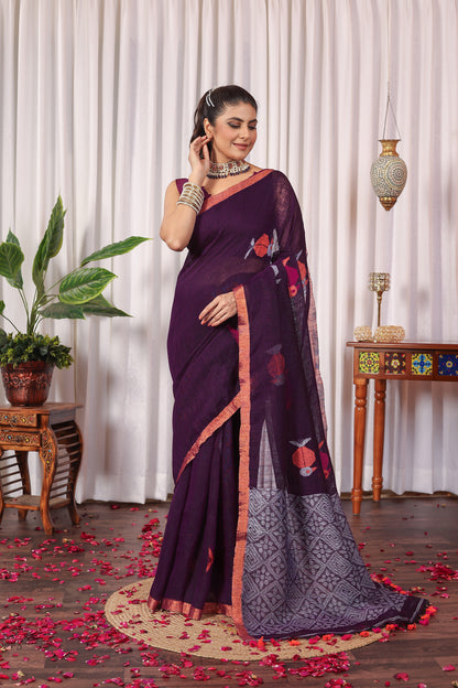 N E T R A V A T I || Pure Linen Saree