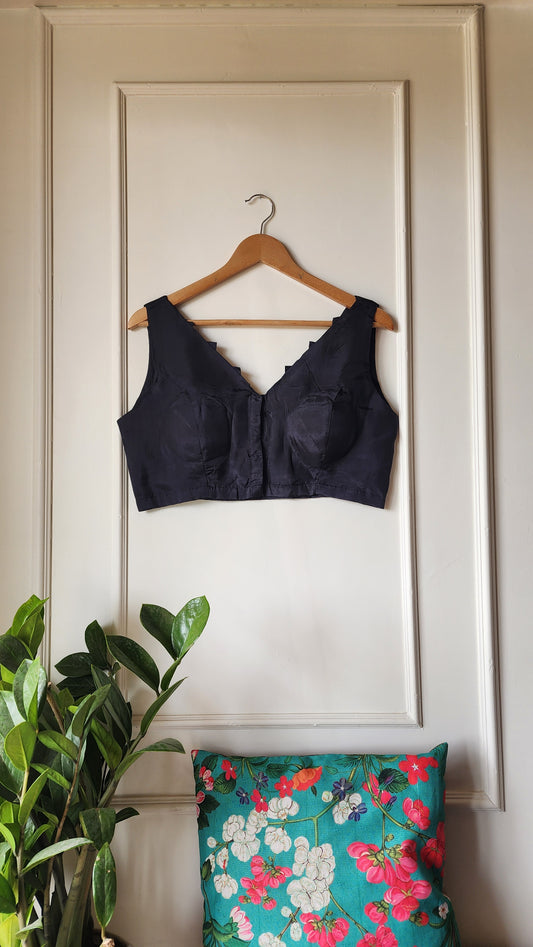 Plain Black|| Cotton Silk Blouse
