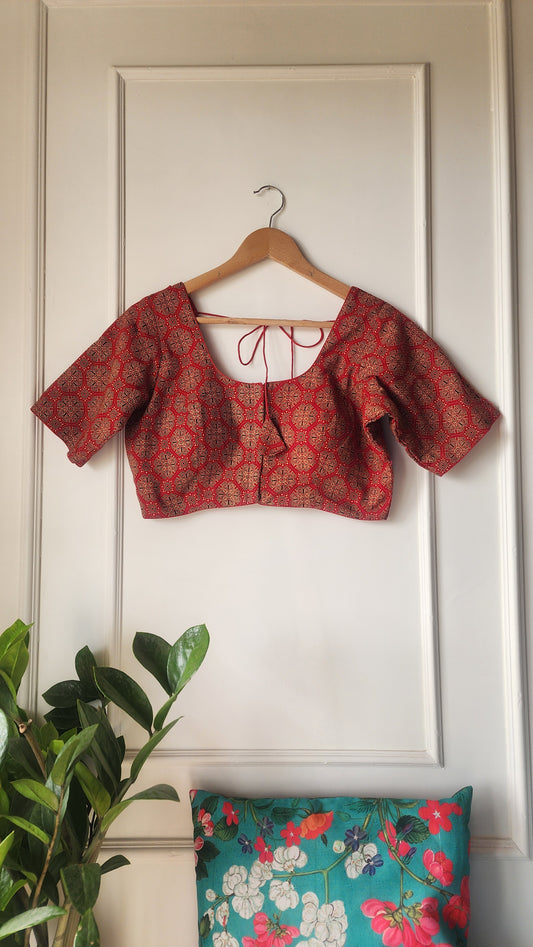 Red || Ajrakh print Cotton Blouse