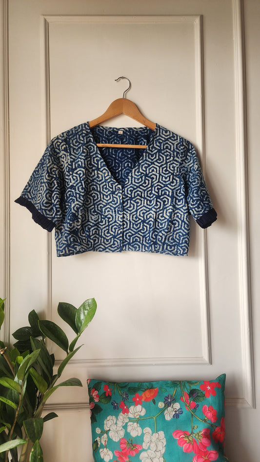 Blue || Crop Top / Cotton Blouse