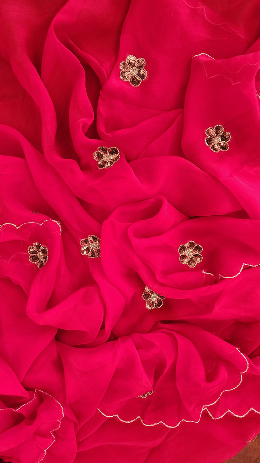 G A N D H A R V A || Organza Sequence work Saree
