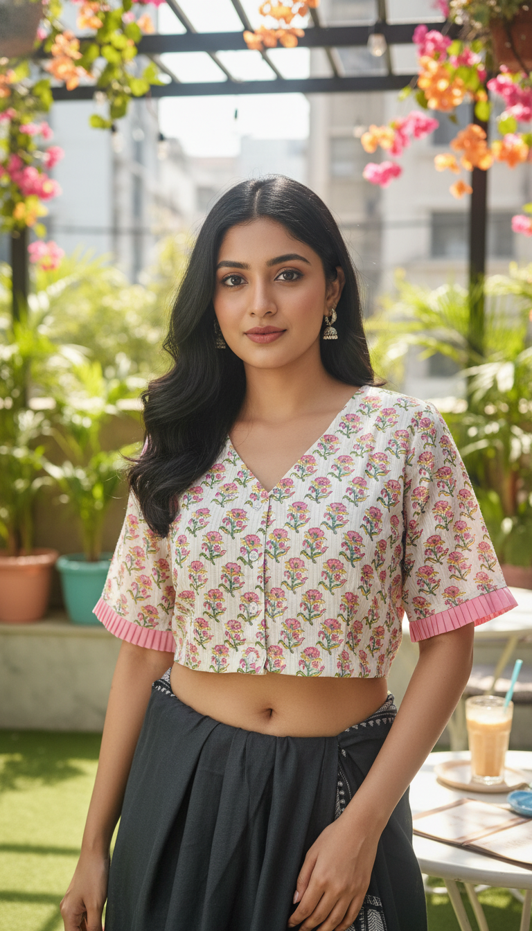White || Crop Top / Cotton Blouse