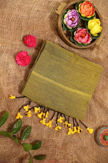 Plain Khadee  Saree with Multicolour Printed Blouse