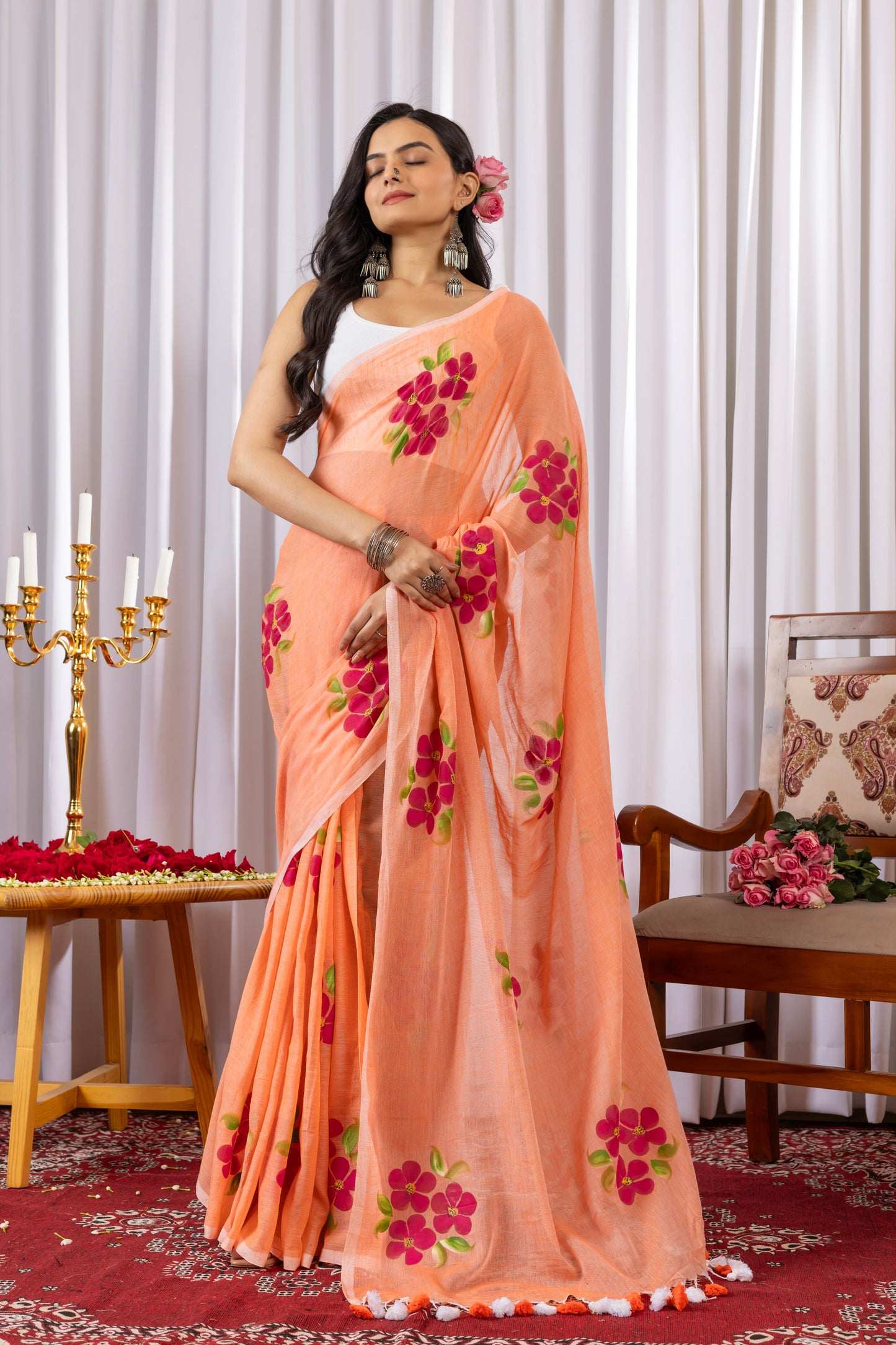 S H E V A N T I || Mull Cotton Saree with Hand Paint