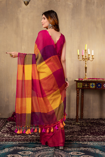 L A V E N D E R || Multicolour Mull Cotton Saree