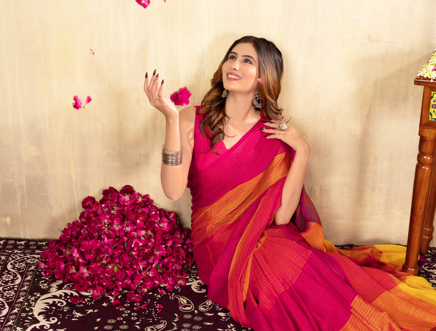 L A V E N D E R || Multicolour Mull Cotton Saree