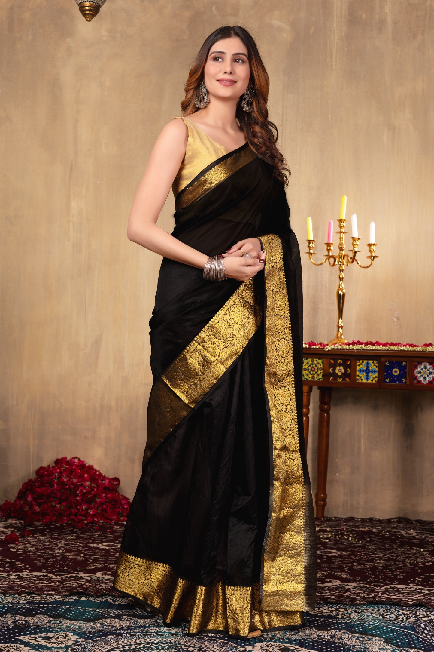 R O H I N I || Organza Tissue Saree with Zari Border